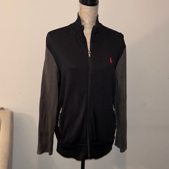 POLO Ralph Lauren. Performance Jacket Grey Black Track Training Jacket Small - Picture 1 of 6